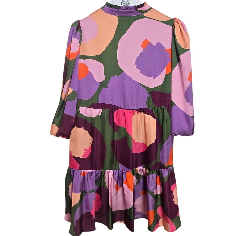Emily McCarthy Frankie Dress S Electric Cheetah‎ Whimsy Bold Print Tiered Mini - Picture 4 of 8